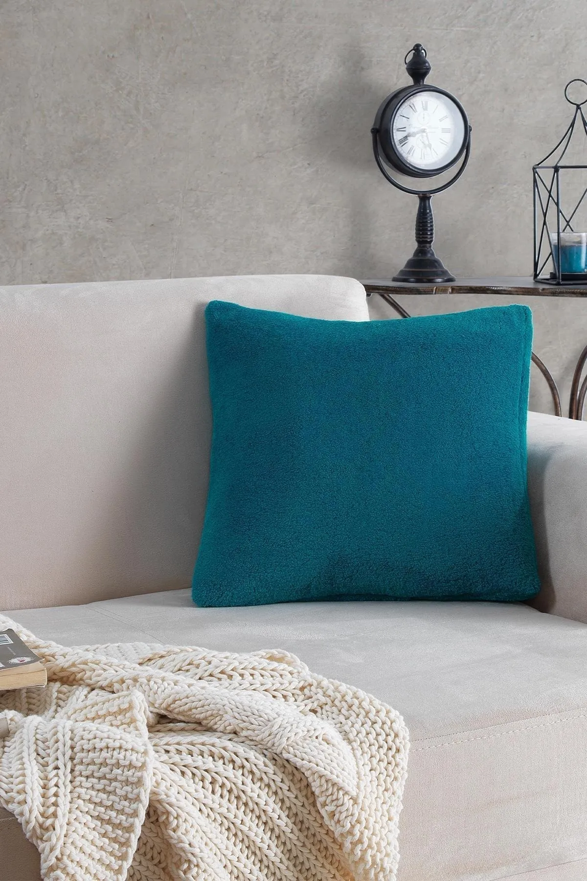 MaisonArt  Sofa | 1 Stück Petrolfarbener Welsoft-Kissenbezug, 44 x 44 cm