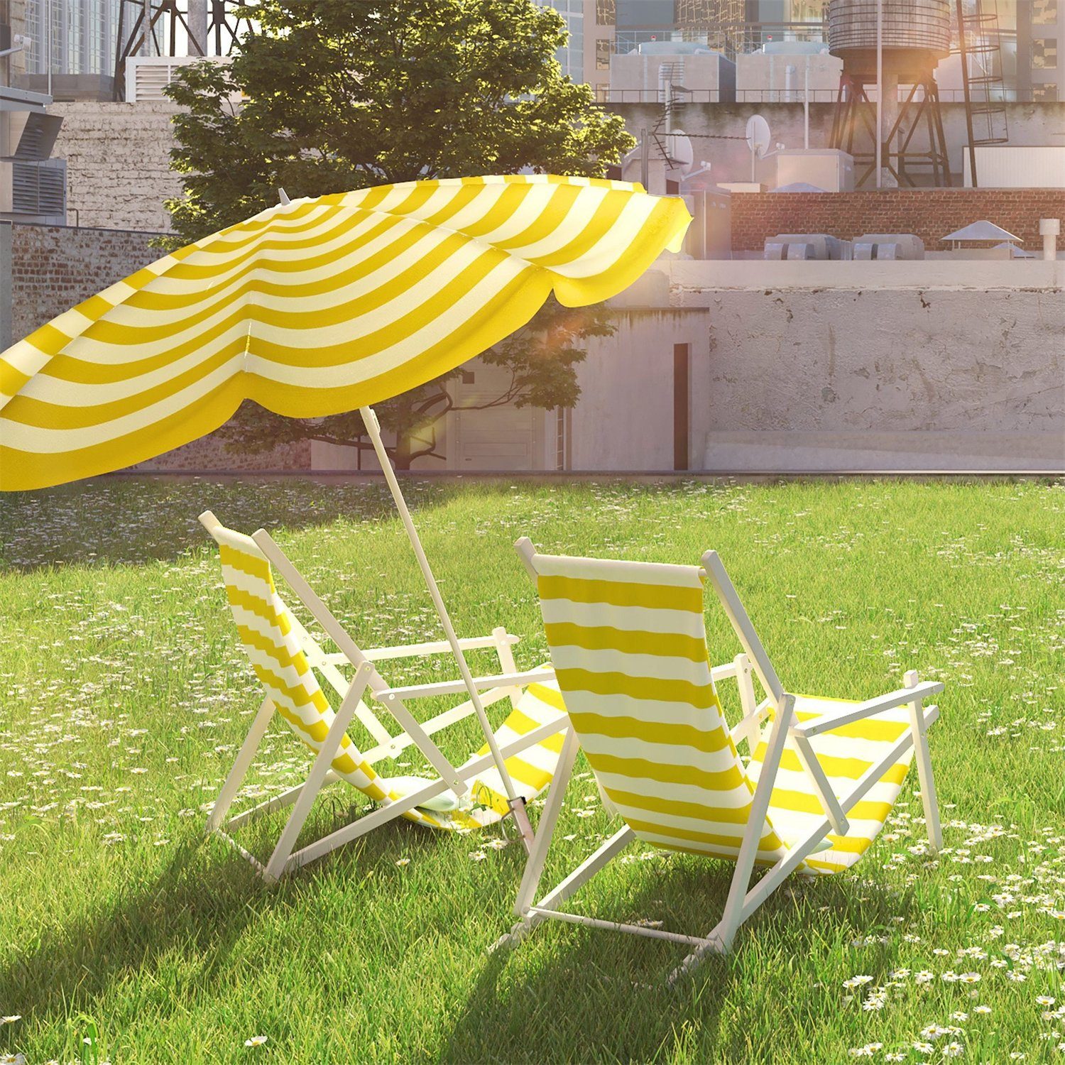 flowgoer Schirmhalter Outdoor Sonnenschirm mit Bodenspießen, 2 tlg.