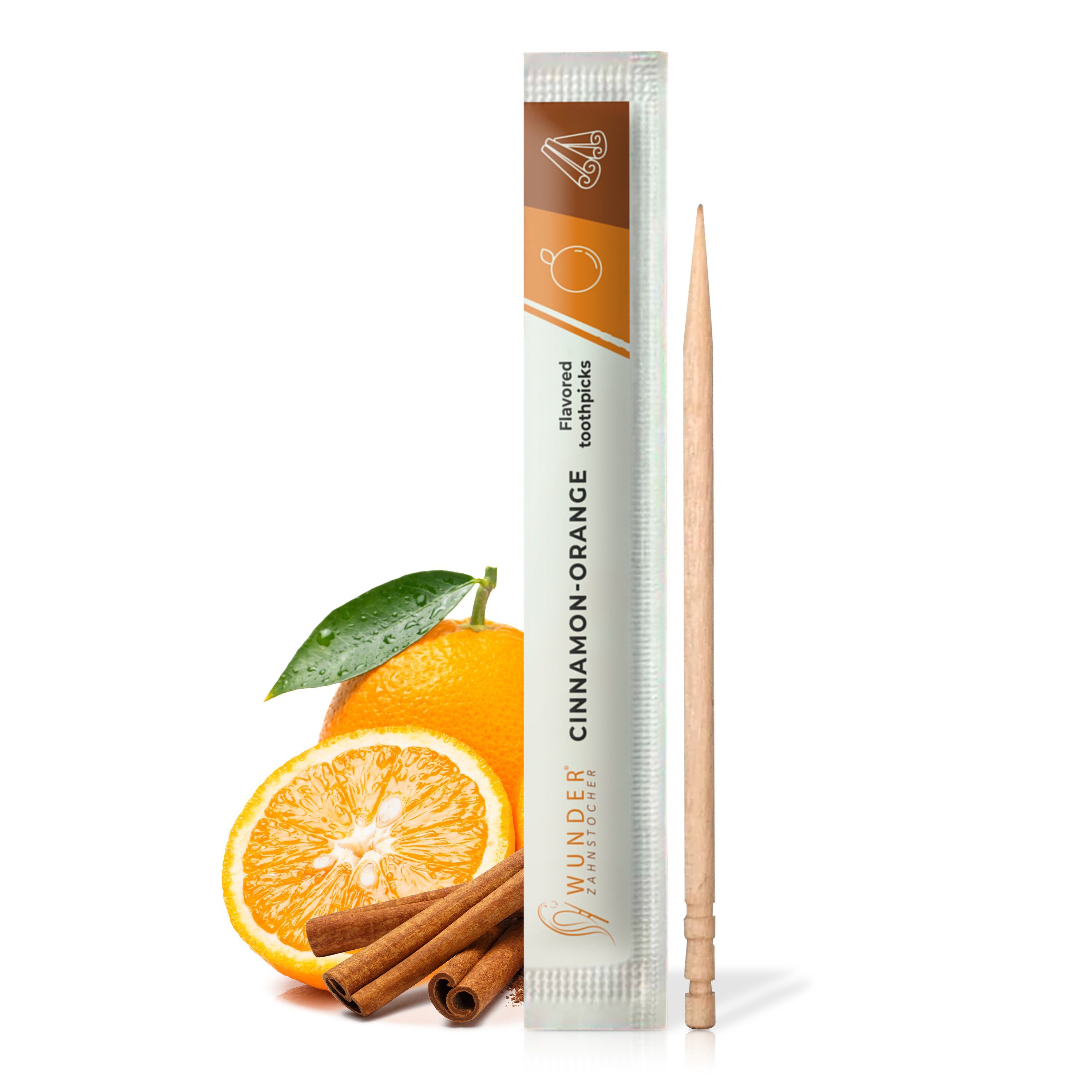 Wunder Zahnstocher Mundpflegecenter Wunder Zahnstocher - 100er Set Zimt/Orange Einzeln Verpackt