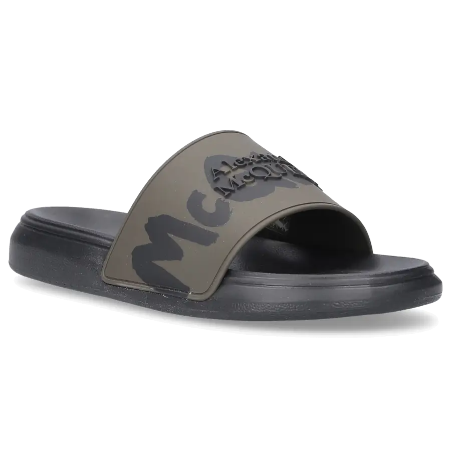 Alexander McQueen - Badeschuhe SLIDER GRAFF. Kautschuk - grün