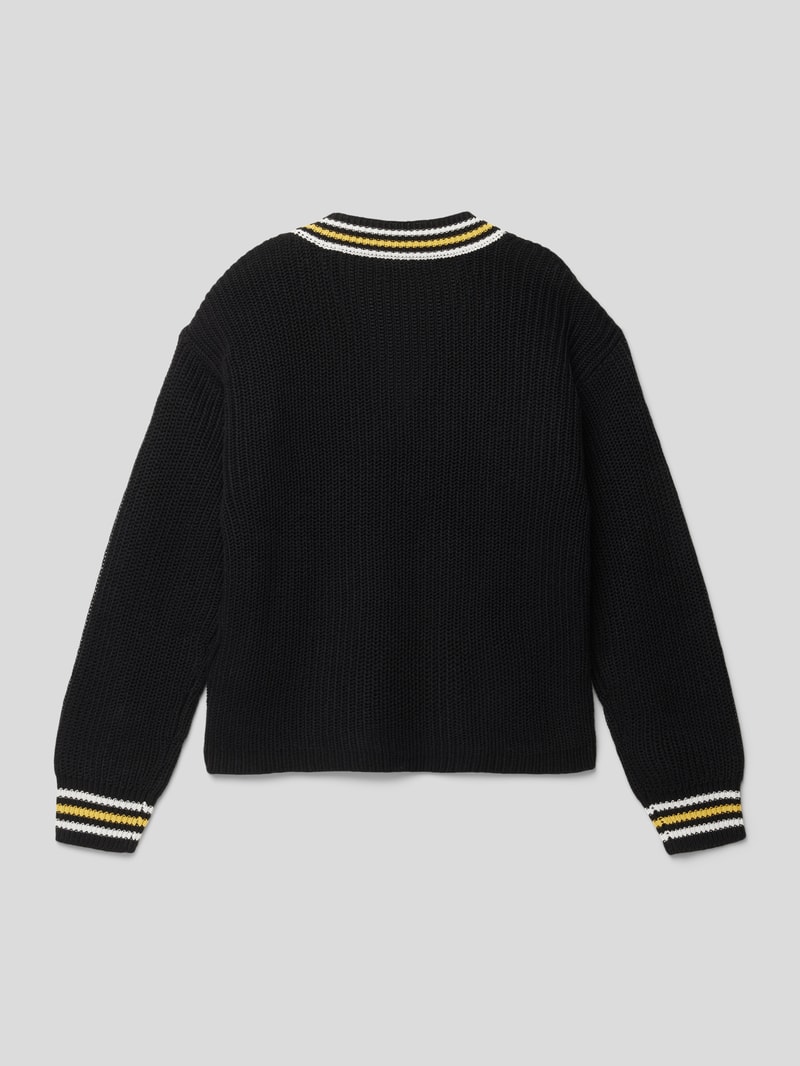 Strickjacke mit Kontraststreifen Modell 'KOGFIA' in schwarz