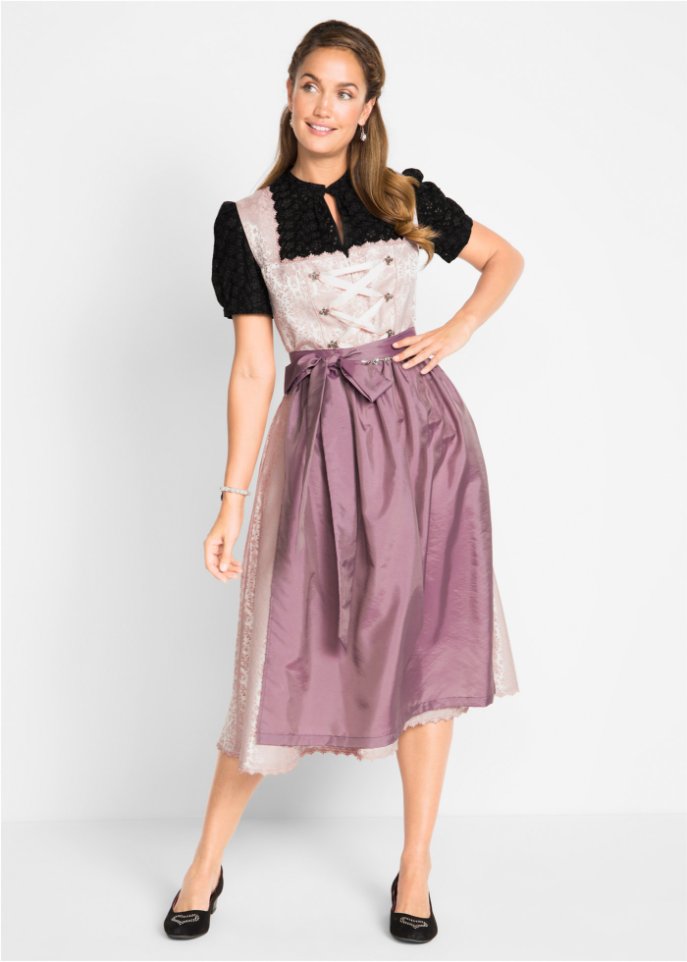 Dirndl mit Schürze in Midilänge (2-tlg. Set)