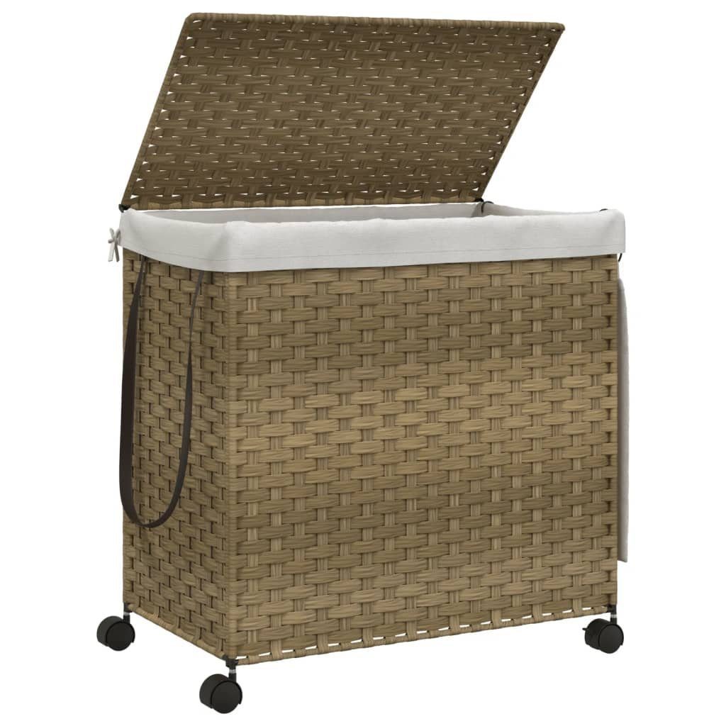 vidaXL Wäschekorb Wäschekorb mit Rollen 60x35x60,5 cm Rattan (1 St)