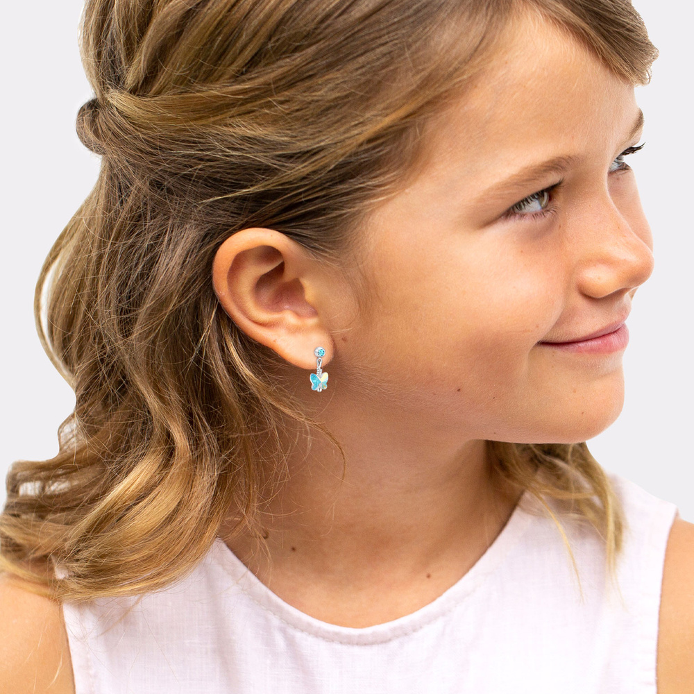 Elli Elli Boucles d'Oreilles Enfants Pendentif d'oreilles Papillon Étincelant avec Cri Boucles d'oreilles