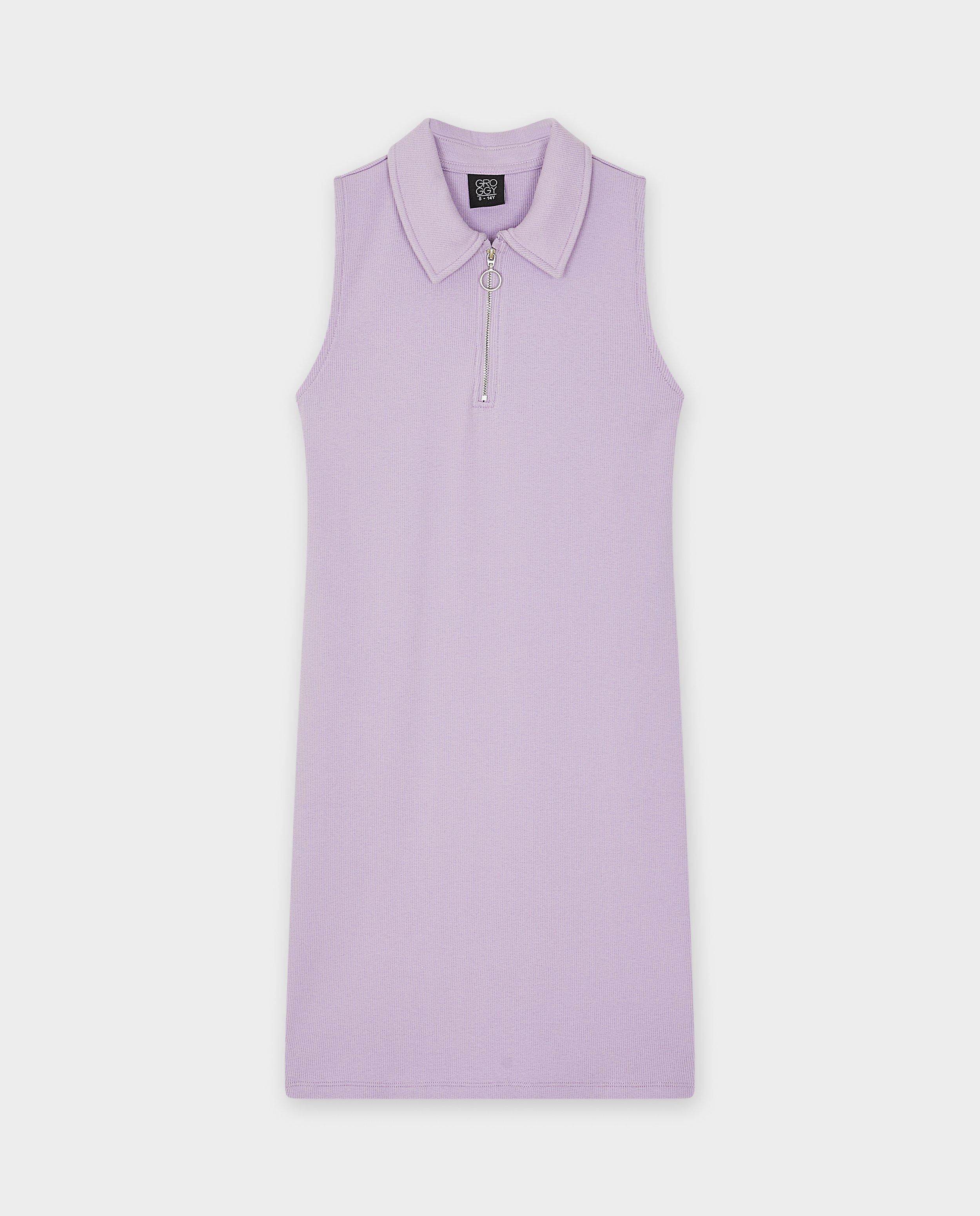 Groggy Purple obleka z drobnimi lila rebri