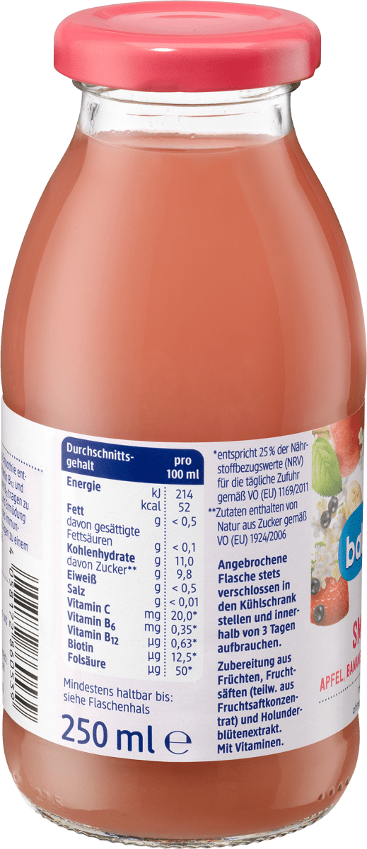 Smoothie Apfel, Banane, Erdbeere & Holunder, 250 ml