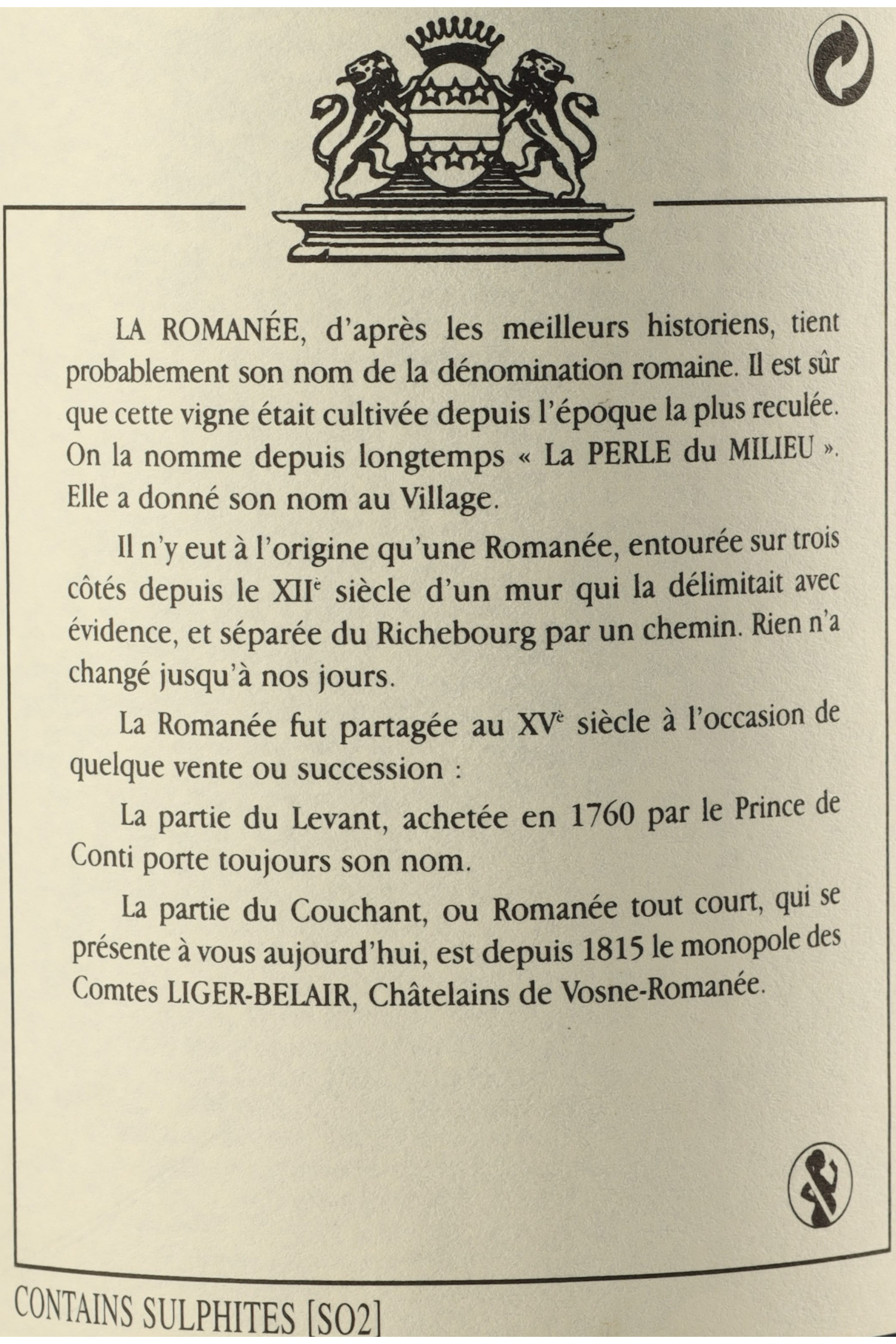 Domaine Comte Liger Belair 2004, La Romanée