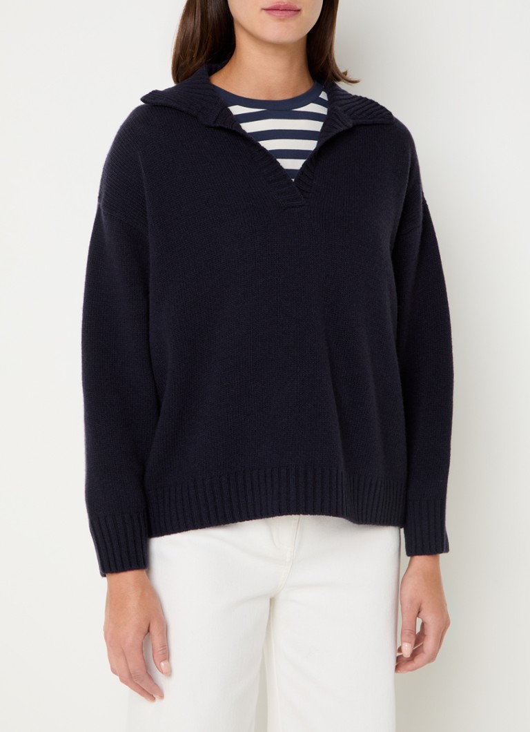 Tricou MaxMara Agre din lână virgină fină, cu decolteu în V.