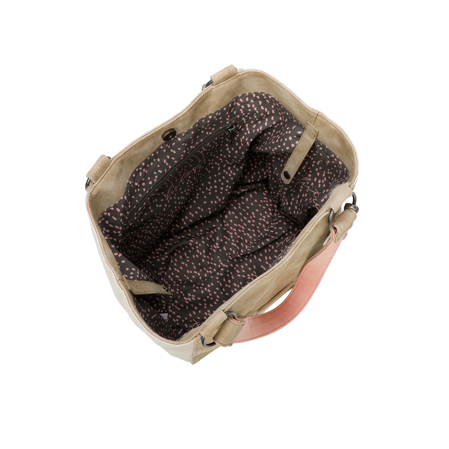 Schultertasche Joy01 mit rauem Canvas-Materialmix
