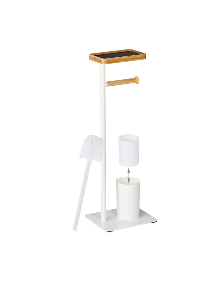 relaxdays WC Garnitur in Weiß/ Natur - (B)23 x (H)65 x (T)18 cm günstig kaufen onesize
