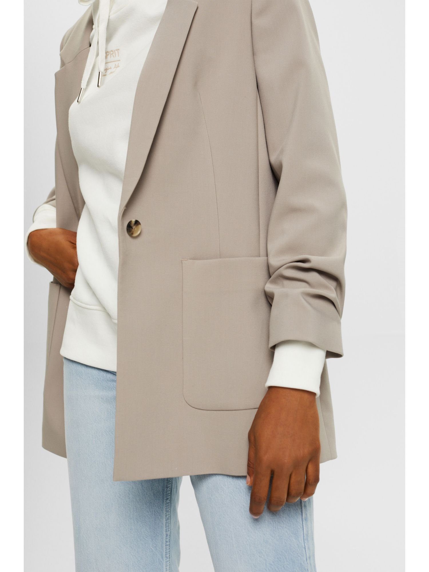 Esprit Longblazer Blazer mit gerafften Ärmeln