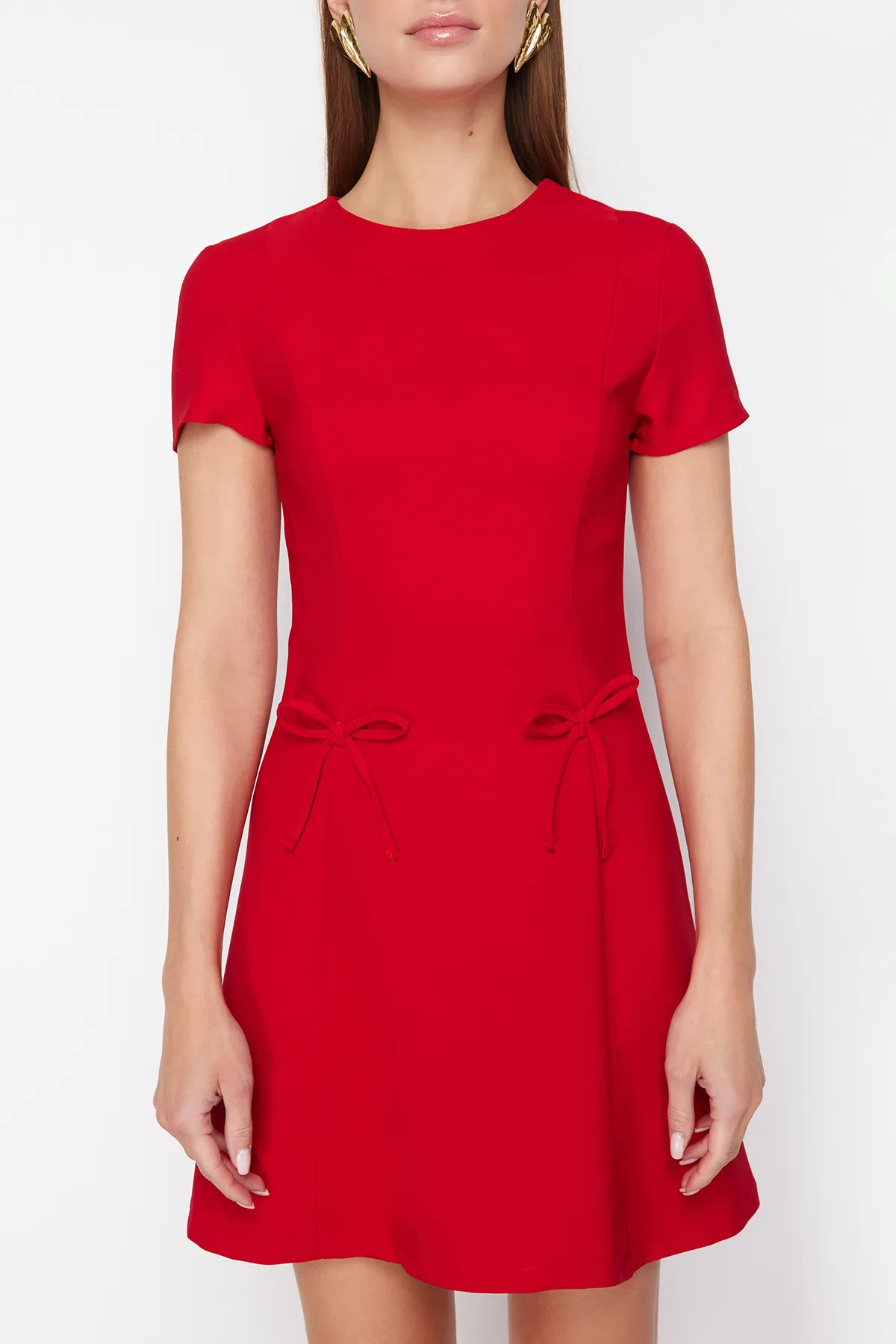 Trendyol Collection  Rotes gewebtes Minikleid TWOSS24EL00803
