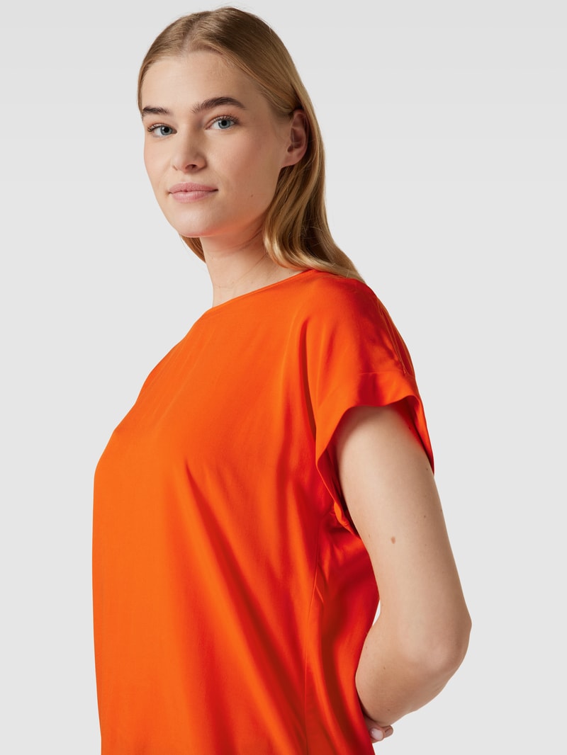 Blusenshirt aus reiner Viskose mit Kellerfalte in dunkel orange