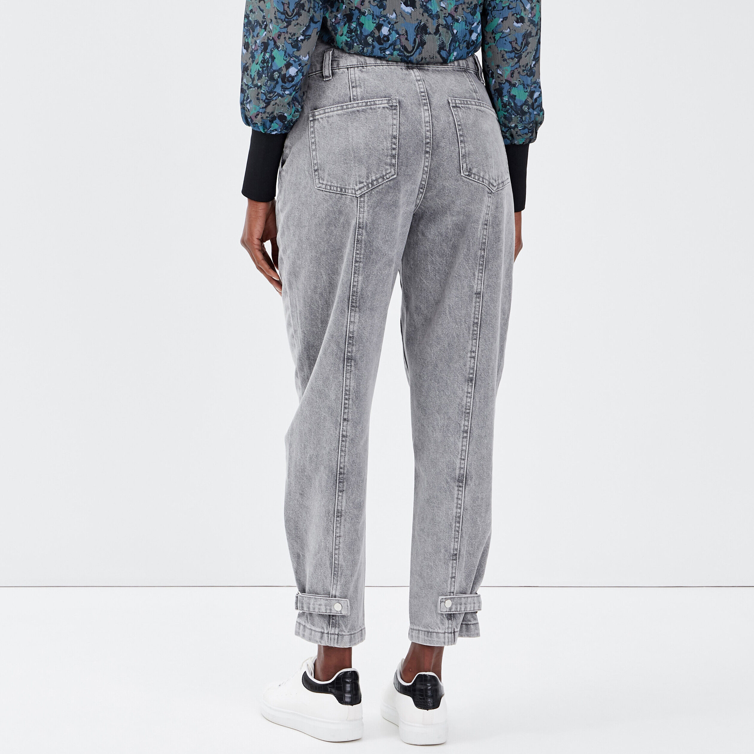 Jeans slouchy détails boucles denim gris femme | Cache Cache