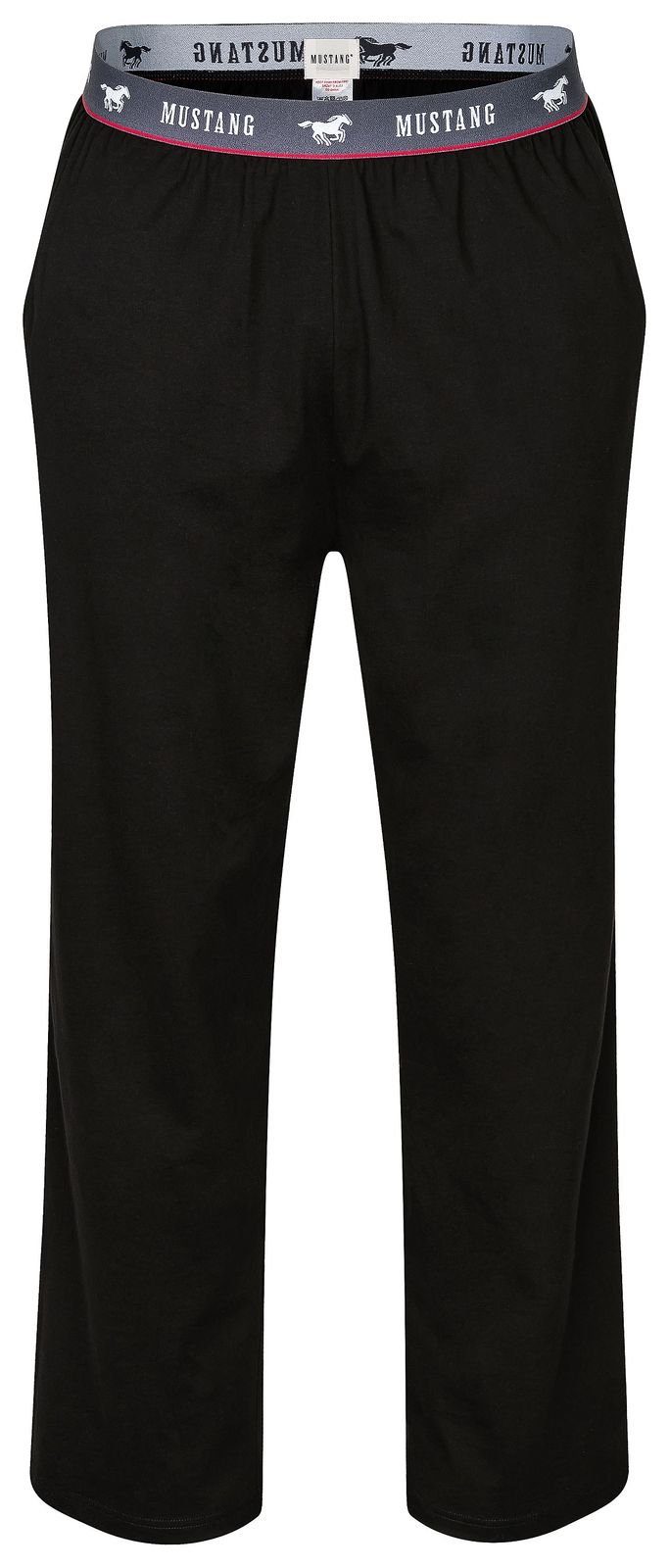 MUSTANG Loungepants Long Pants Lounge Hose Trousers Freizeithose roter Kontraststreifen und Mustangbranding
