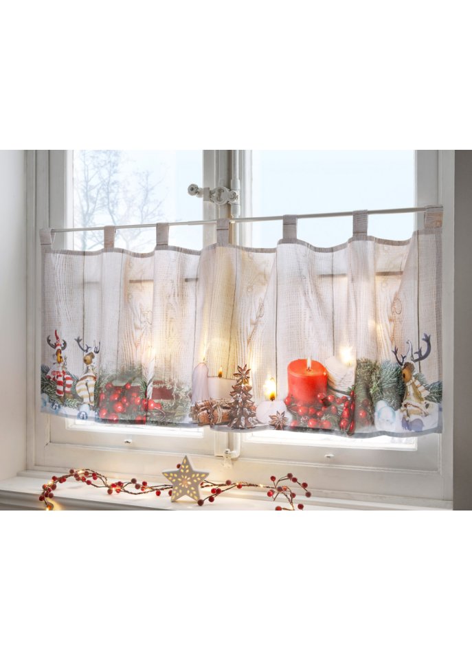 LED Scheibengardine mit weihnachtlichem Druck