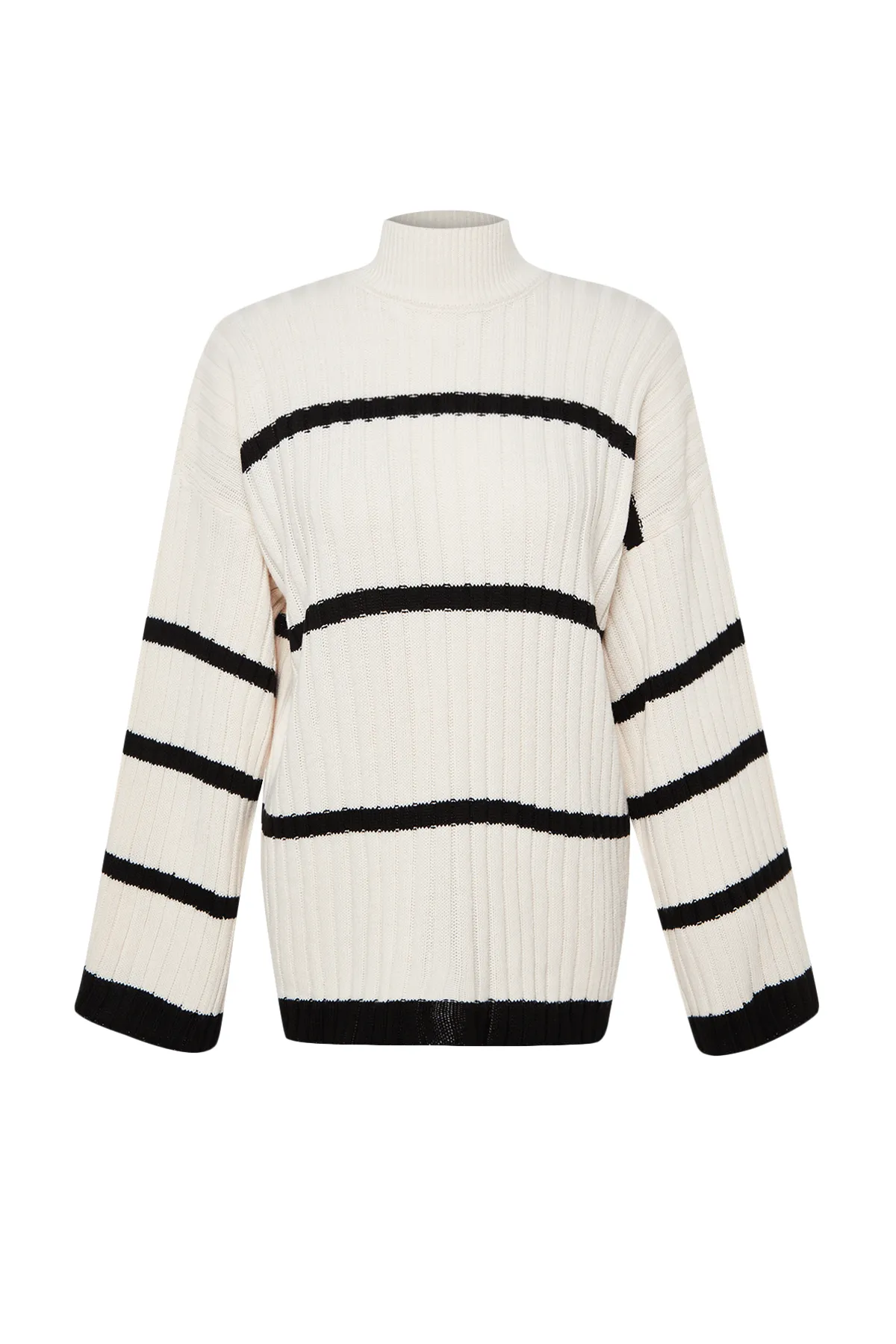 Trendyol Collection  Ecrufarbener Strickpullover mit weiter Passform TWOAW24KZ00557
