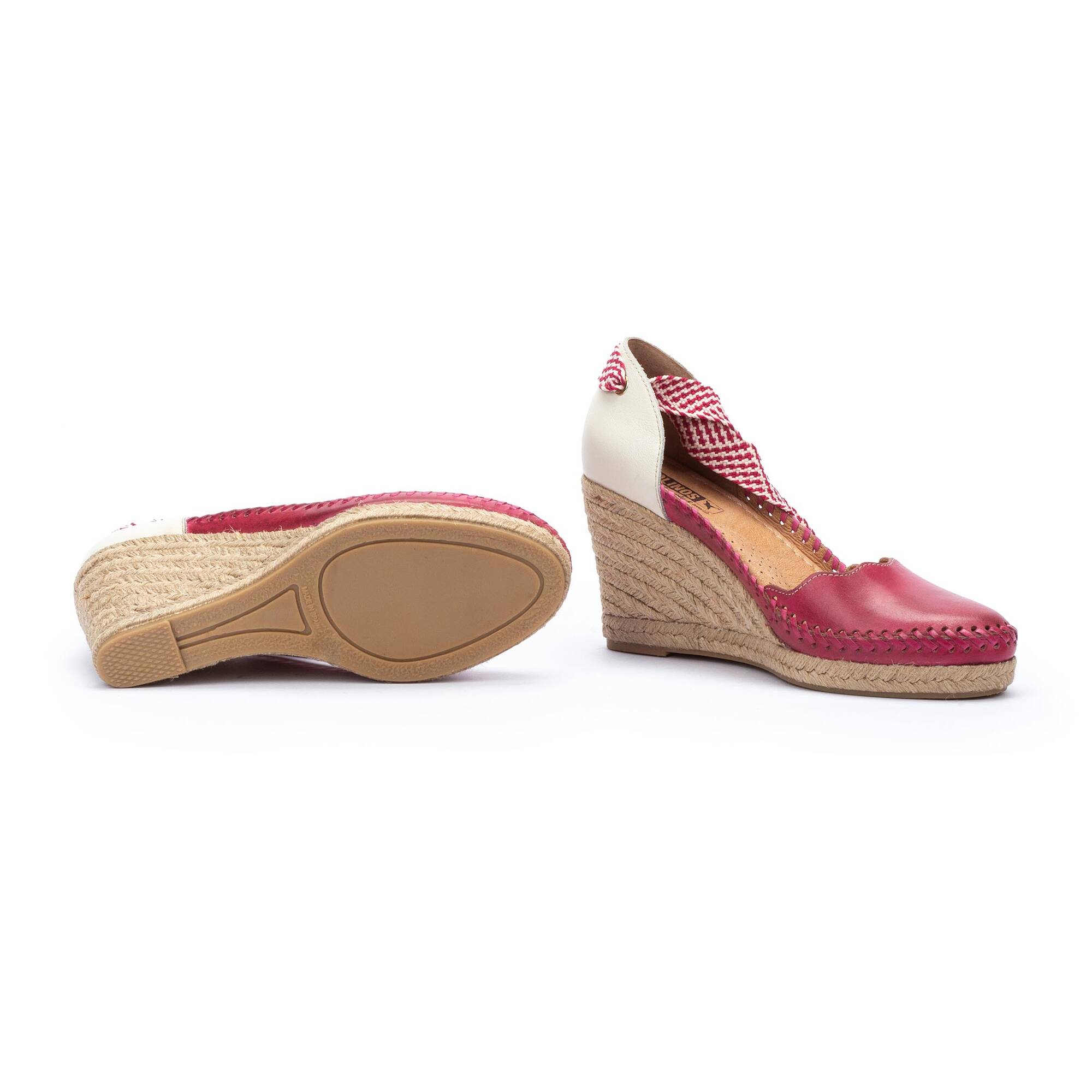 Damskie koturny z juty - FUCHSIA
