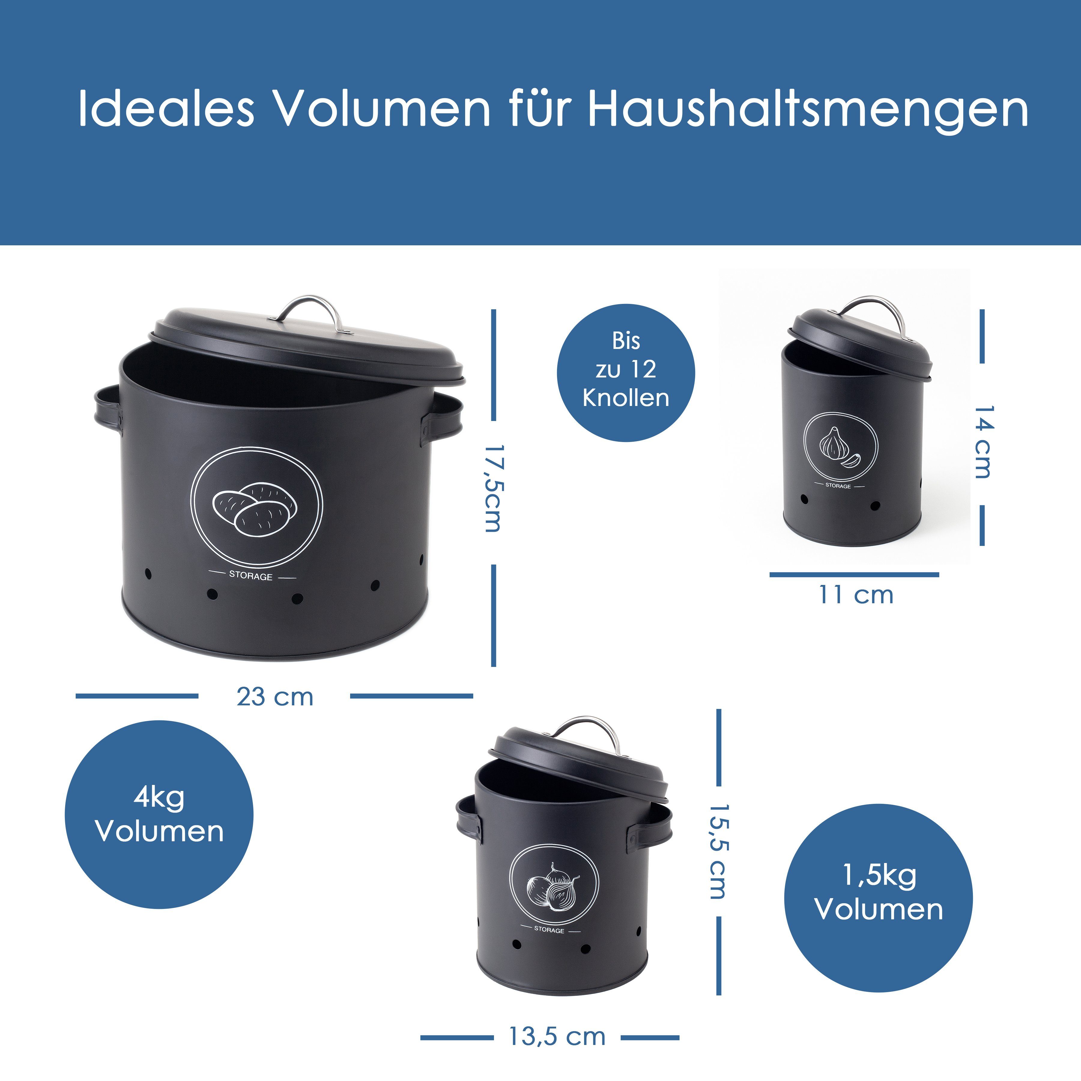Hanseküche Vorratsdose Vorratsbehälter Set mit Sparschäler, Edelstahl, (3er Set, 3-tlg., Behälter groß, mittel und klein), inkl. Universal Sparschäler