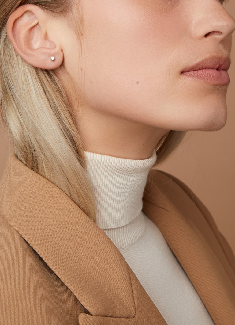 Diamond Point White gold solitaire lab-grown diamond stud earrings, 0.12 ct. 0.12 ct diamond Lab-grown diamond