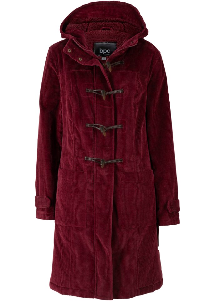 Gefütterter Cord-Dufflecoat, halblang