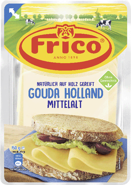 Frico Gouda mittelalt in Scheiben