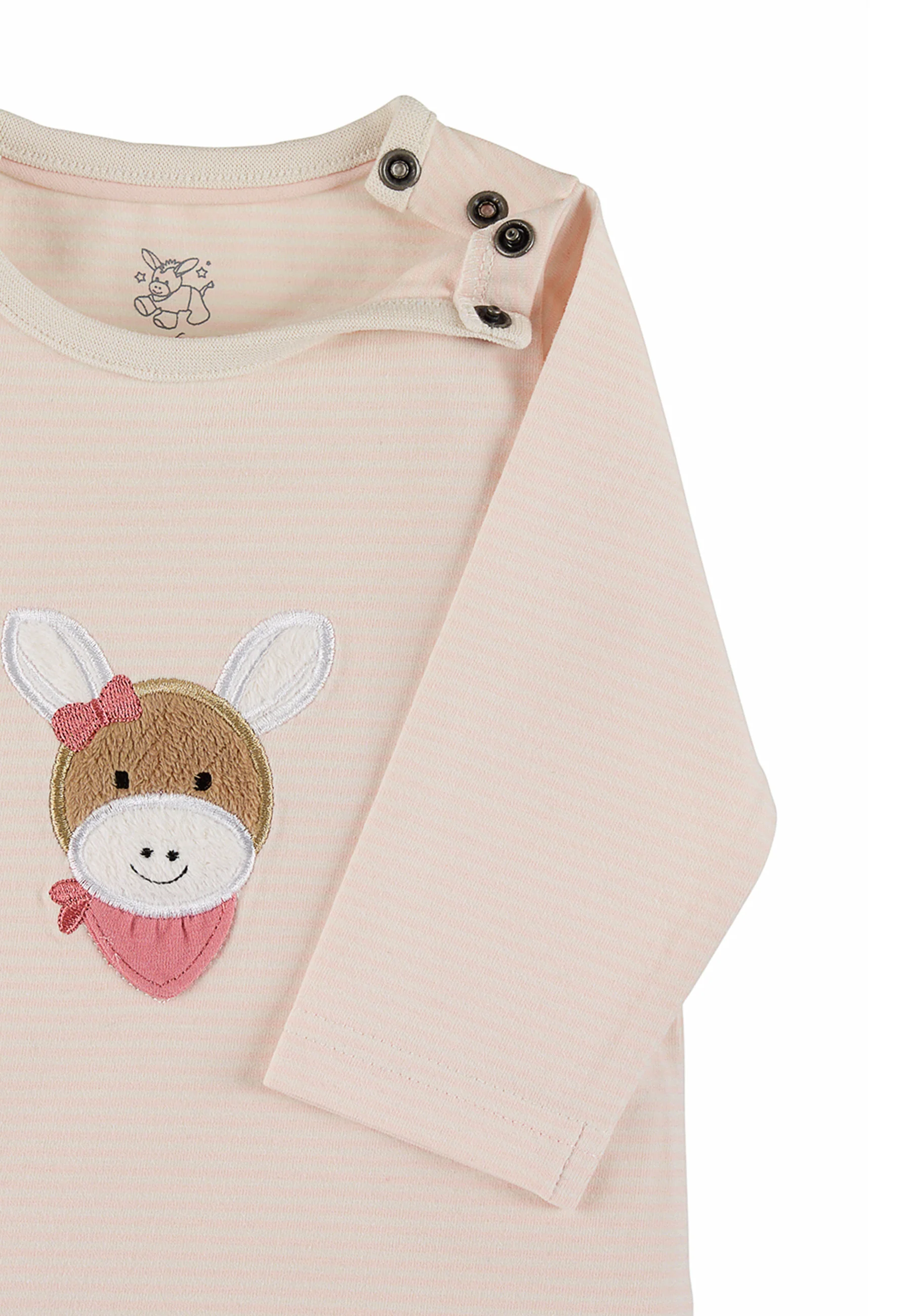 GOTS Langarm-Shirt Esel Emmi Girl, Rosa geringelt