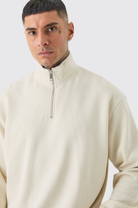 Tall kastiges Oversize Sweatshirt mit 1/4 Reißverschluss