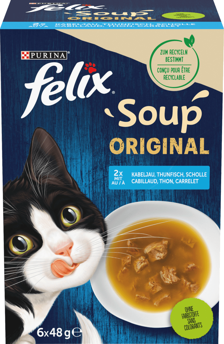 Nassfutter Katze mit Kabeljau, Thunfisch, Scholle, Soup Original, 288 g
