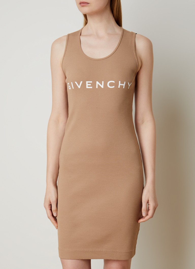 Abito corto a coste in maglia con stampa logo di Givenchy
