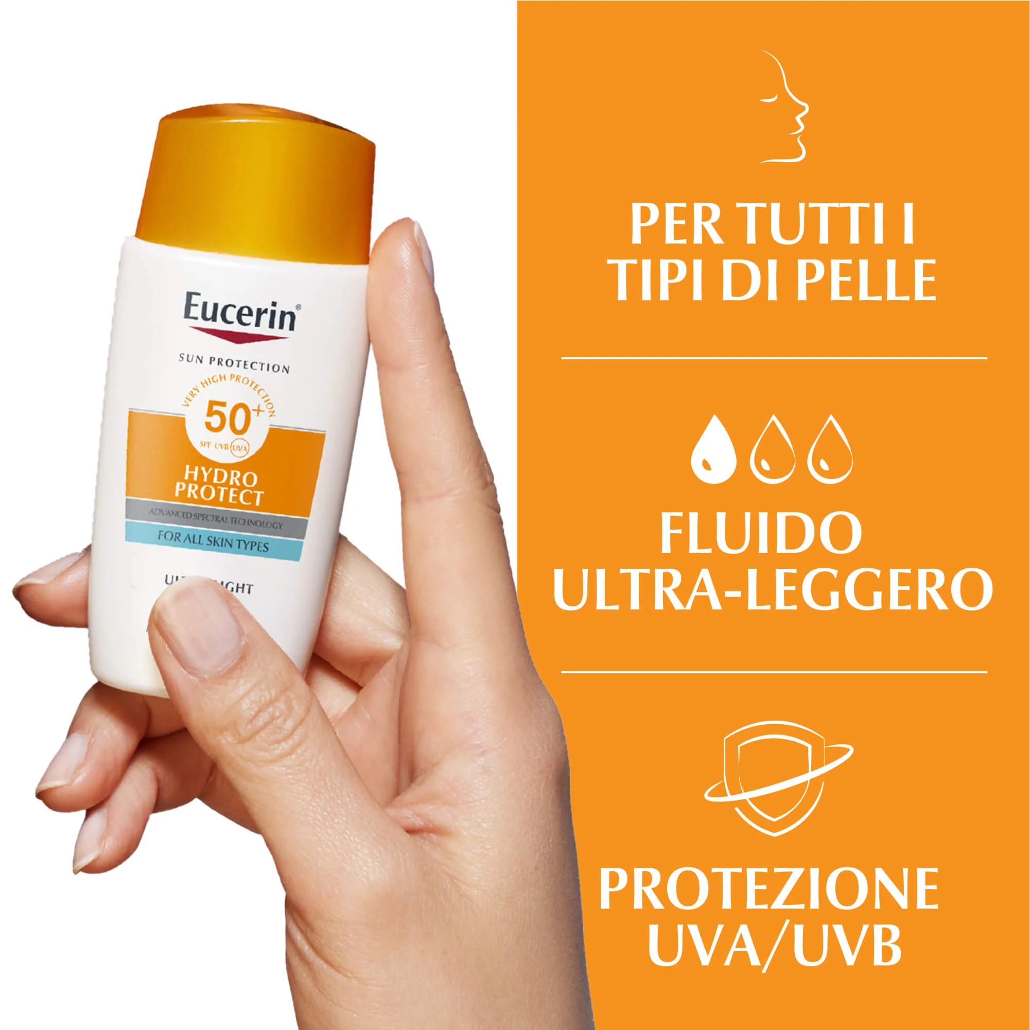 Zonnebescherming Hydro Protect Ultra-Light Fluid SPF50+ - Gezichtszonnecrème met hoge beschermingsfactor.