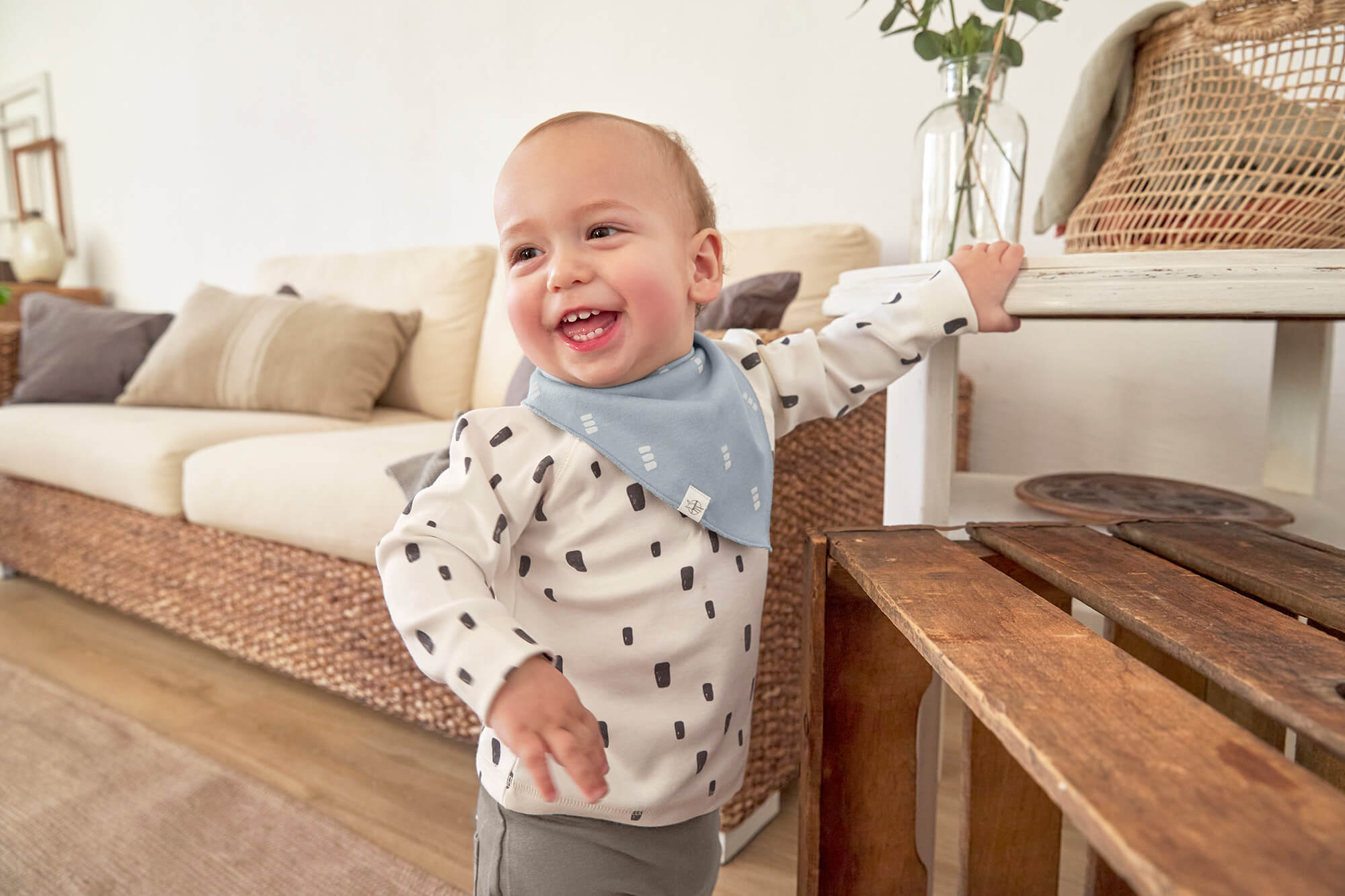 Baby Langarmshirts - Bio Baumwolle, Bricks, Milky