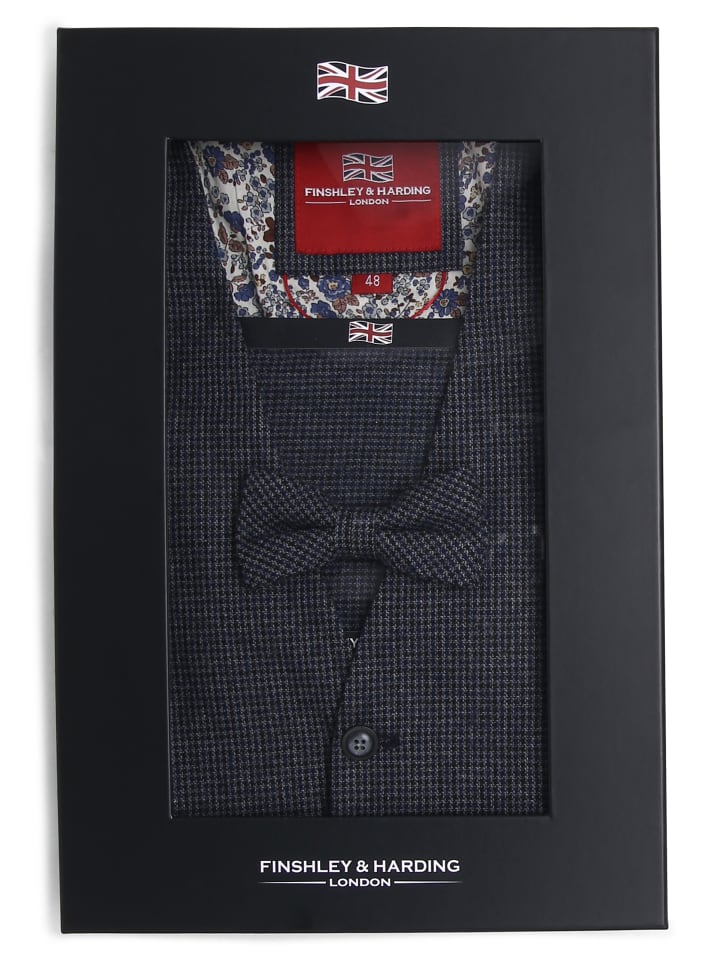 Finshley & Harding London Weste mit Fliege und Einstecktuch in marine - 0001 günstig kaufen