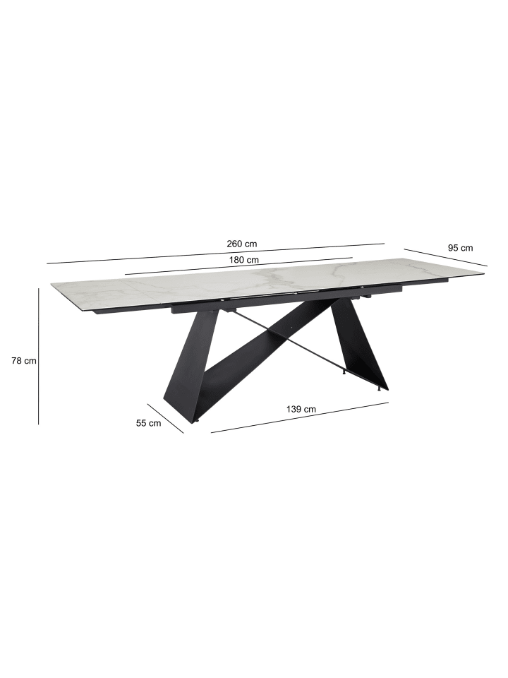 KADIMA DESIGN Esszimmertisch 180 - 260 cm Ausziehbar Keramik Glas , in Weiß günstig kaufen onesize