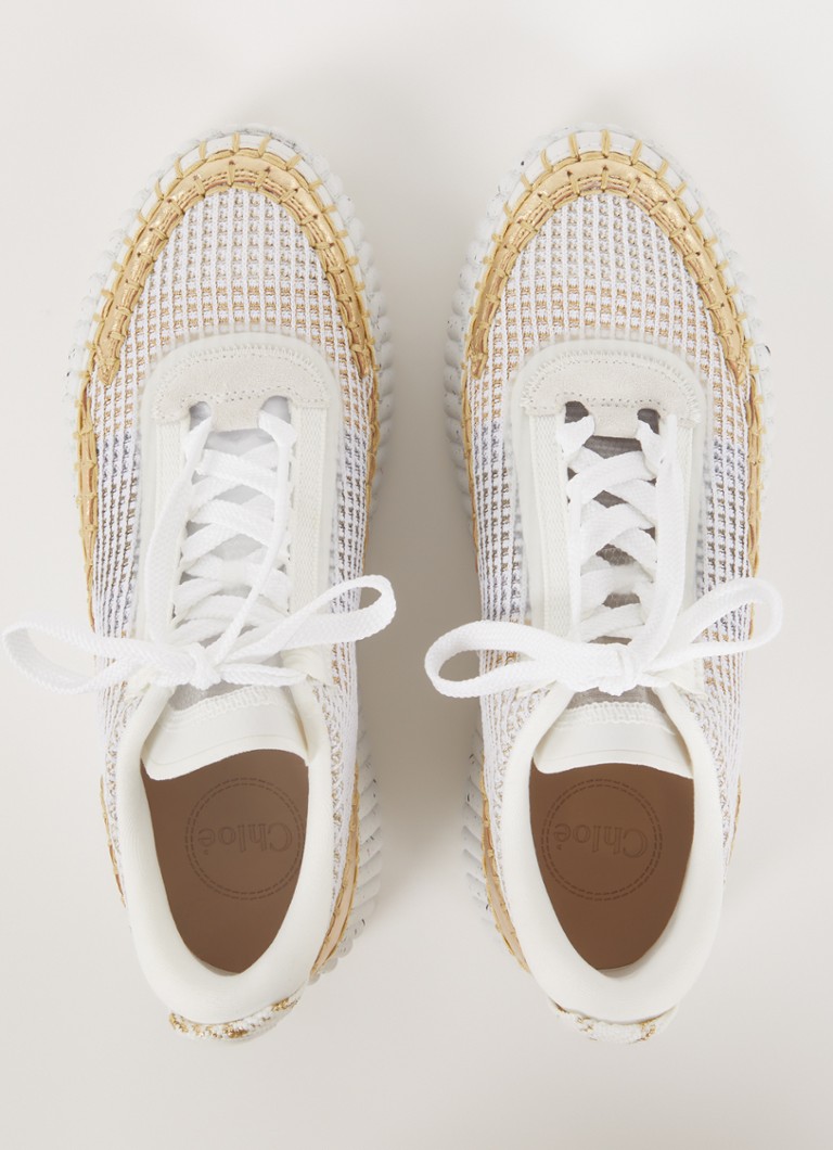 Chloé  Nama sneaker met gebreid bovenwerk en metallic details