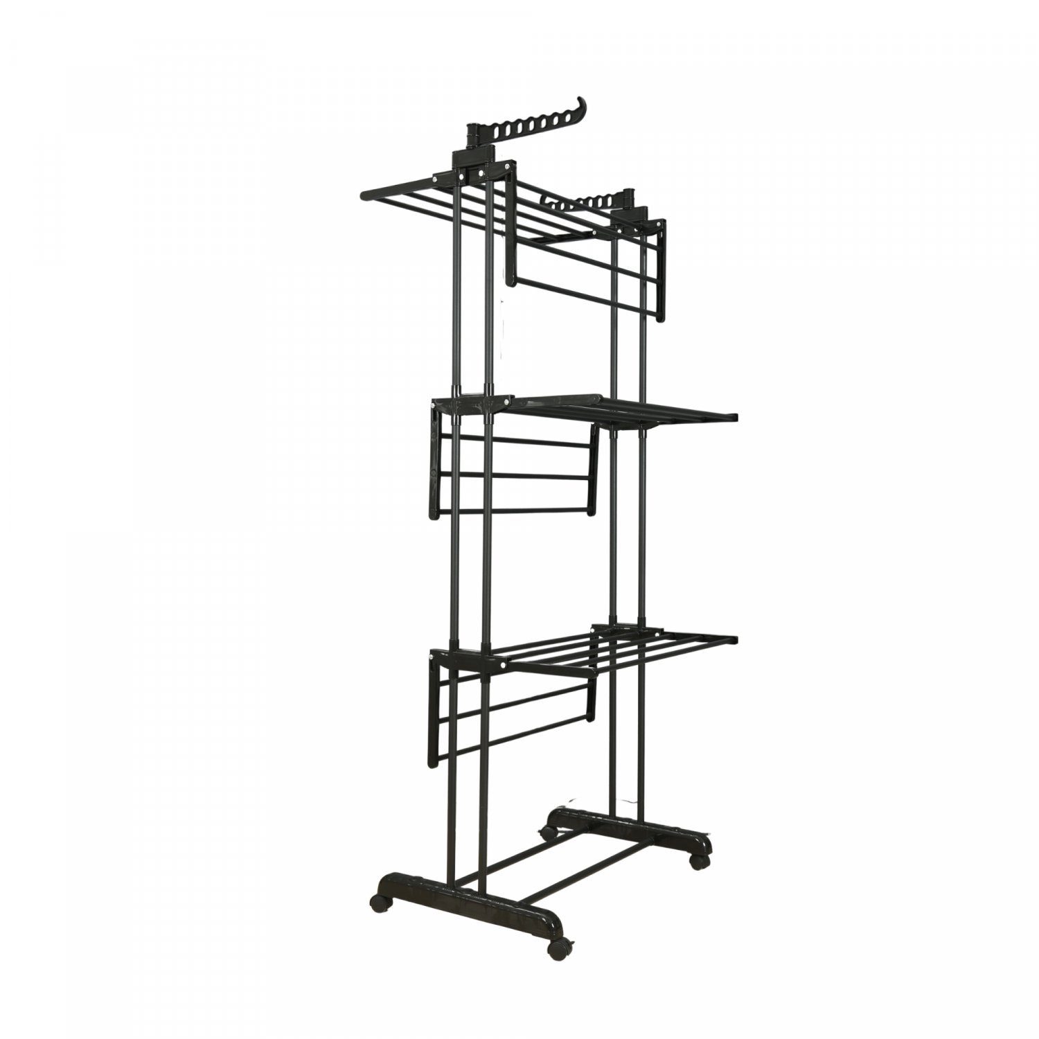 NYVI Turmwäscheständer Wäscheständer Turm LaundryFlex Turmwäscheständer Extra Groß & Stabil, Robuster Edelstahl Platzsparend Einklappbar 360° Räder 50Kg Tragkraft