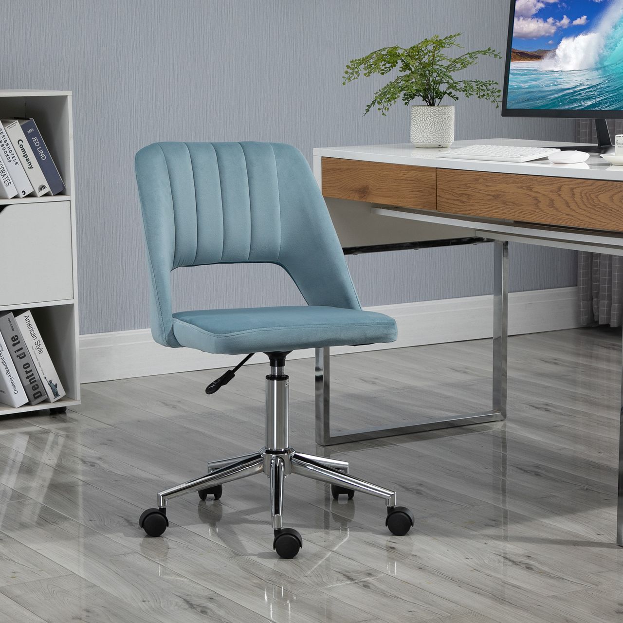 Vinsetto Bürostuhl Drehstuhl Schreibtischstuhl Blau 49 x 60 x 79-91 cm