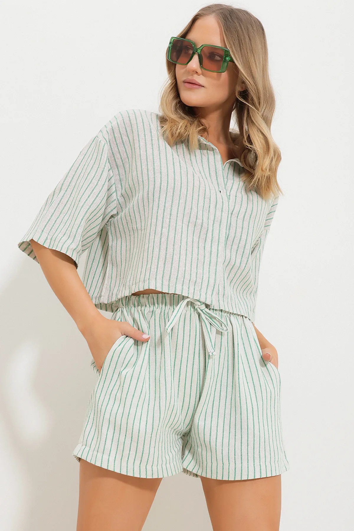 Trend Alaçatı Stili  Zweiteiler - Grün - Regular Fit