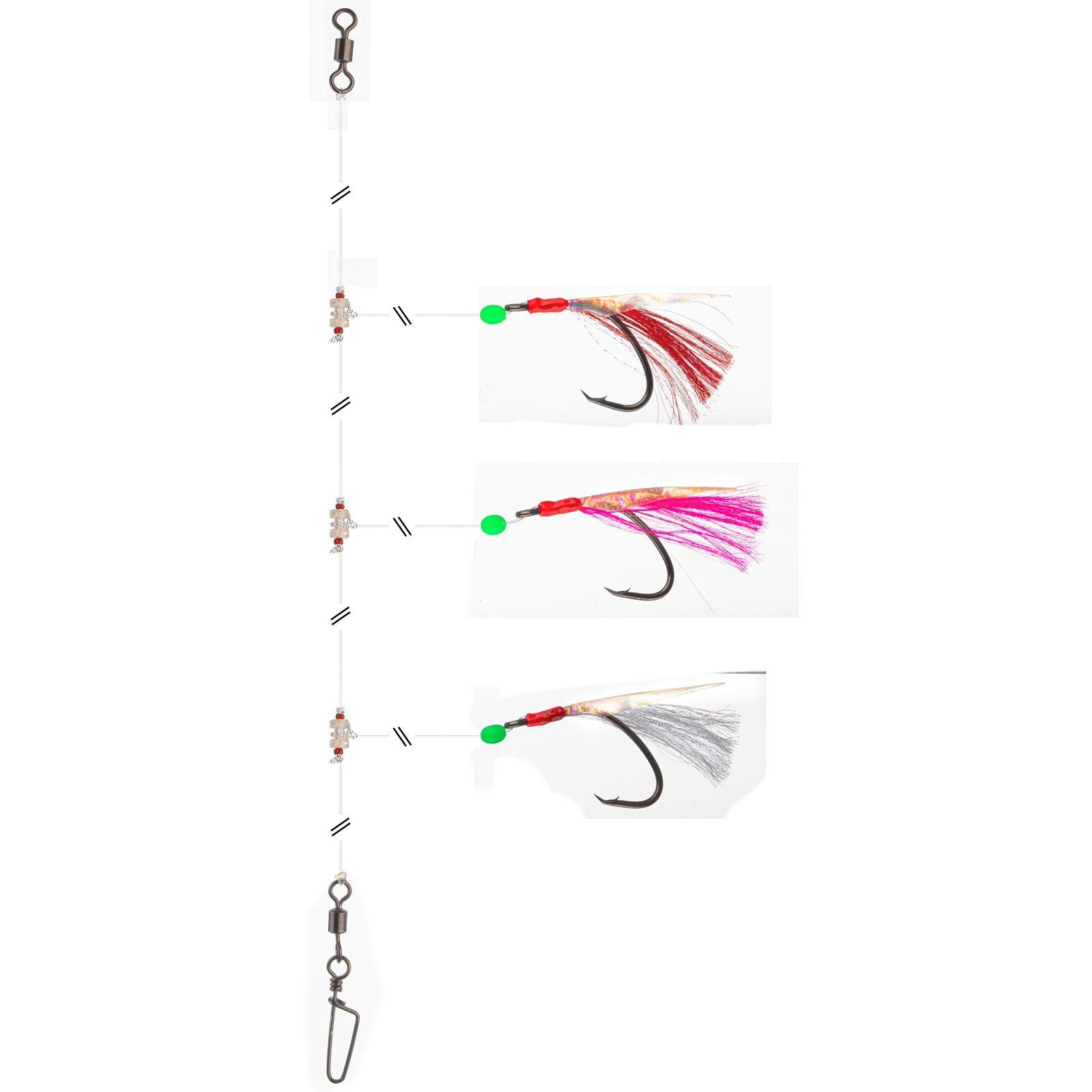 Daiwa Kunstköder, (5-St), Daiwa Grand Wave Dorsch/Köhler-Vorfach mit Fischhaut No.3