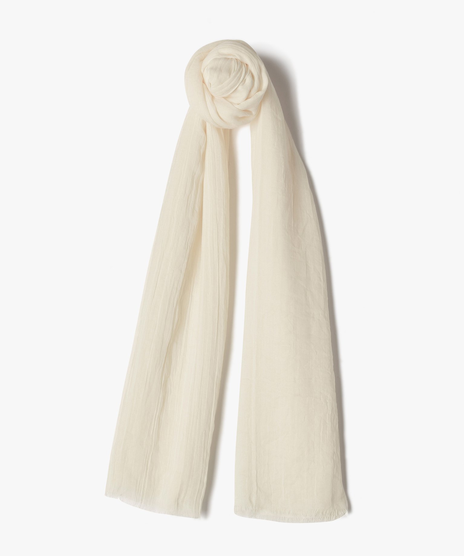 Foulard femme extra fin en polyester recyclé uni beige | GEMO