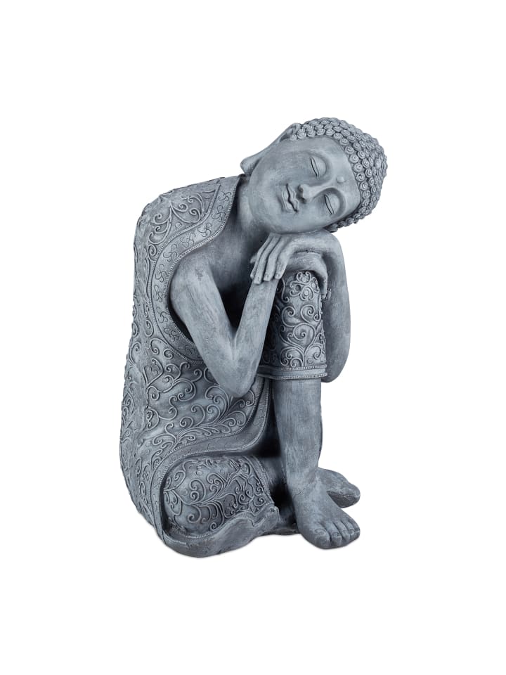 relaxdays Buddha Figur in Hellgrau - (H)60 cm günstig kaufen onesize