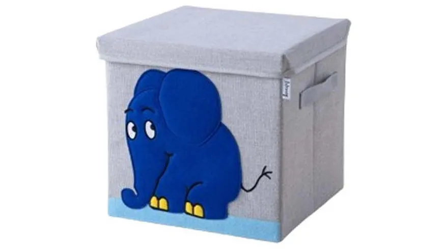 Lifeney Aufbewahrungsbox mit Deckel Elefant 30x30x30cm blau, grau