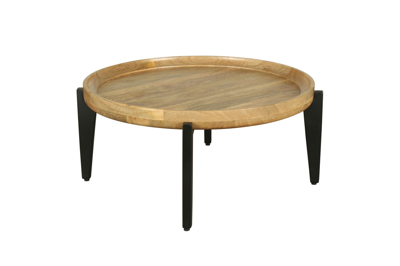 byLiving MILA Couchtisch, Breite 75 cm, Mangoholz natur, Metall schwarz pulverbeschichtet