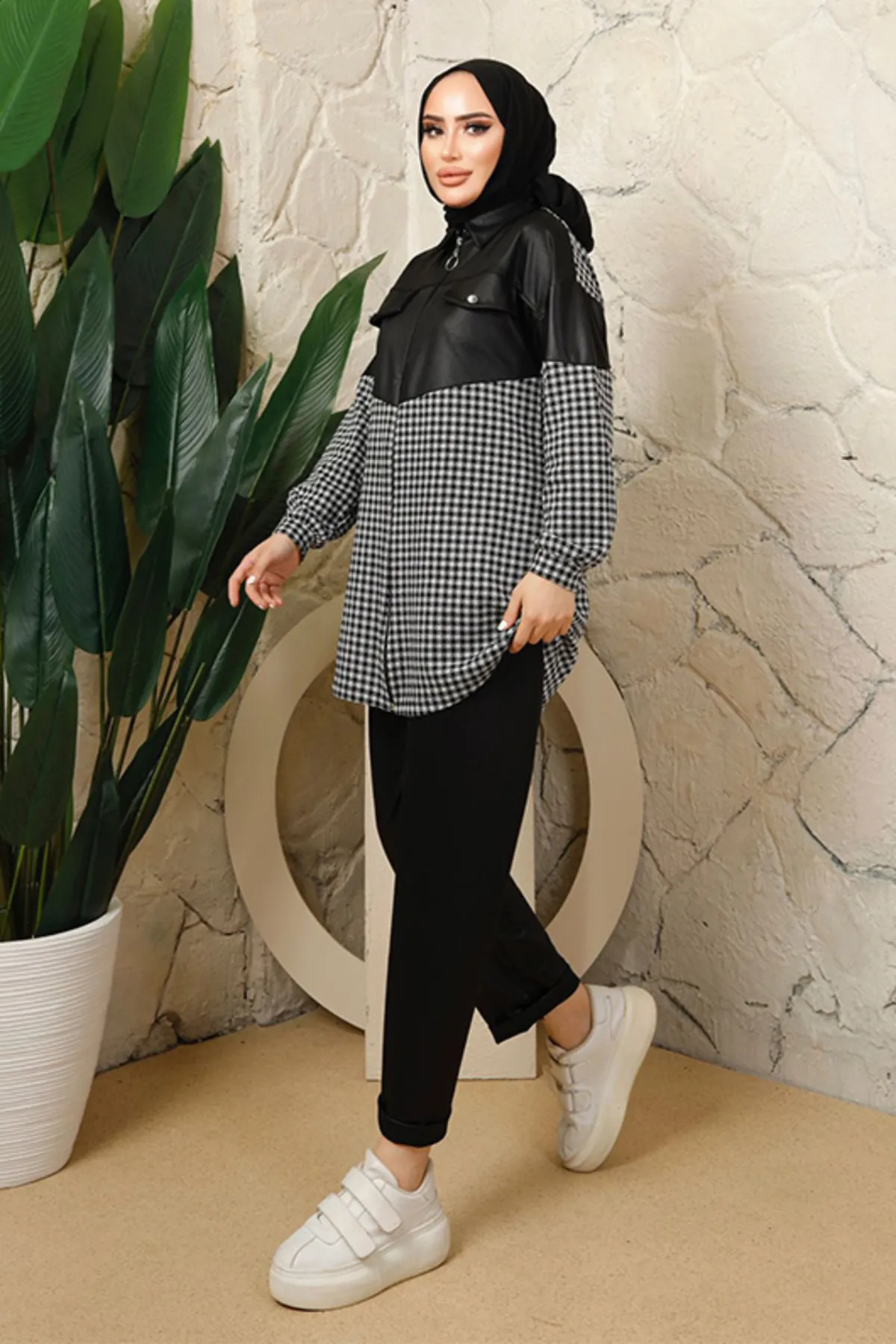 benguen  3416 Hijab-Doppelanzug Schwarz