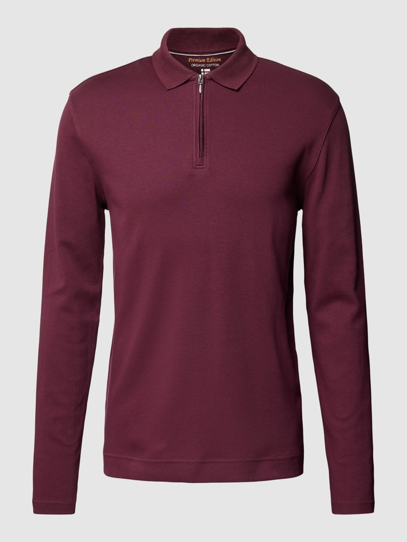 Poloshirt mit kurzerm Reißverschluss in dunkelrot