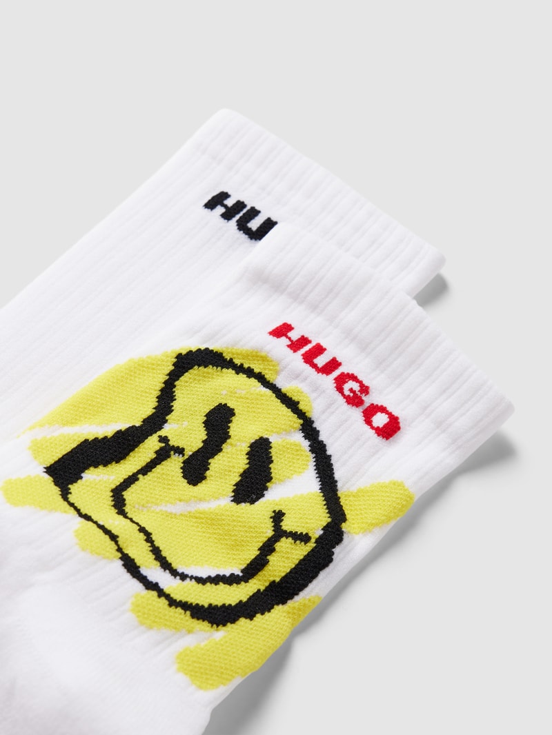 Socken mit Motiv-Print im 2er-Pack in weiß