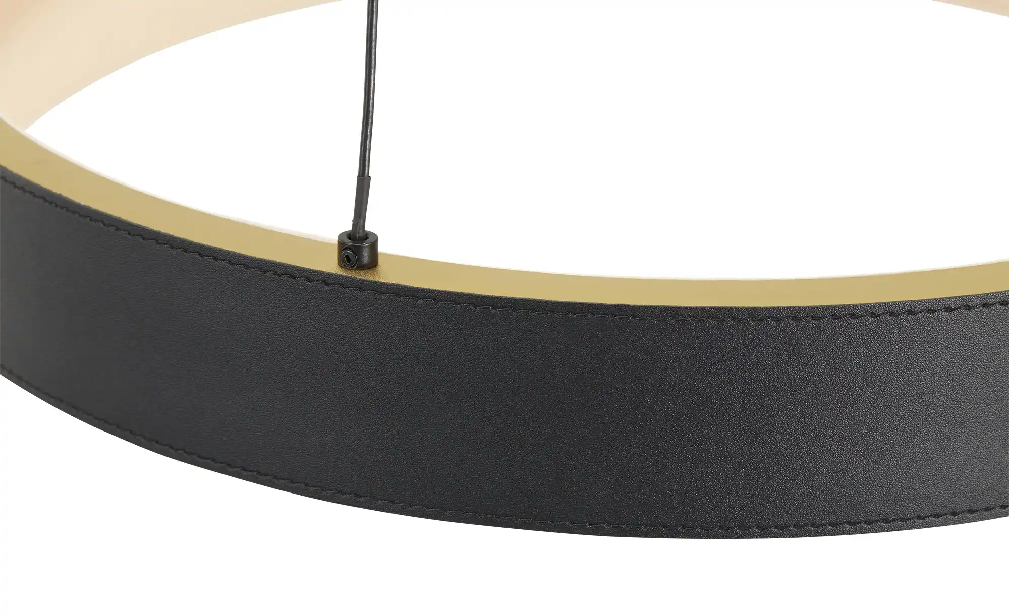 KHG LED-Pendelleuchte, Kunstleder schwarz/goldfarben