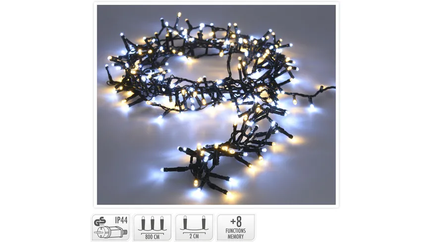 Lichterkette 400 LEDs Zweifarbig Warmweiß & Weiß
