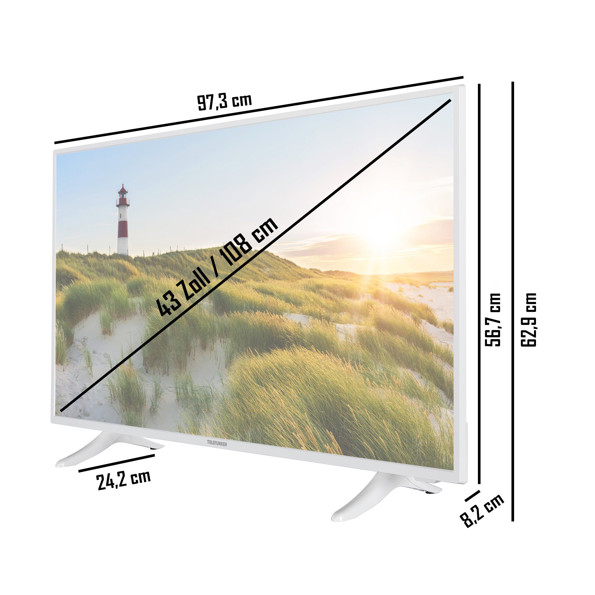 Telefunken XF43K550-W LCD-LED Fernseher (108 cm/43 Zoll, Full HD, Smart TV, Triple-Tuner, HDR, 6 Monate HD+ gratis)