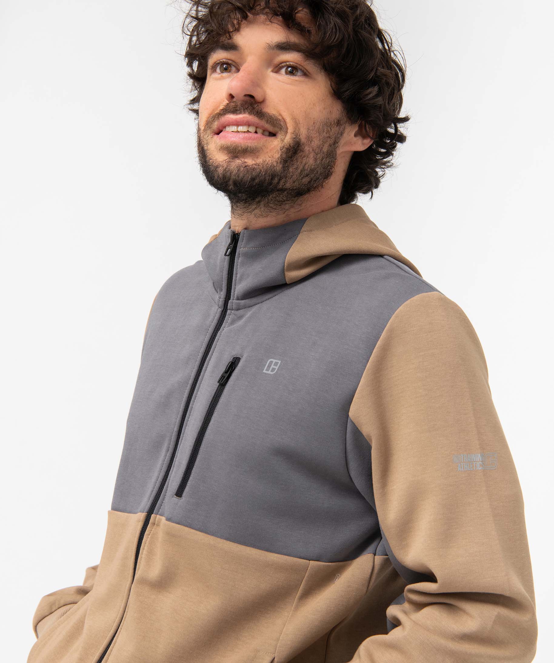 Sweat homme zippé à capuche beige | GEMO